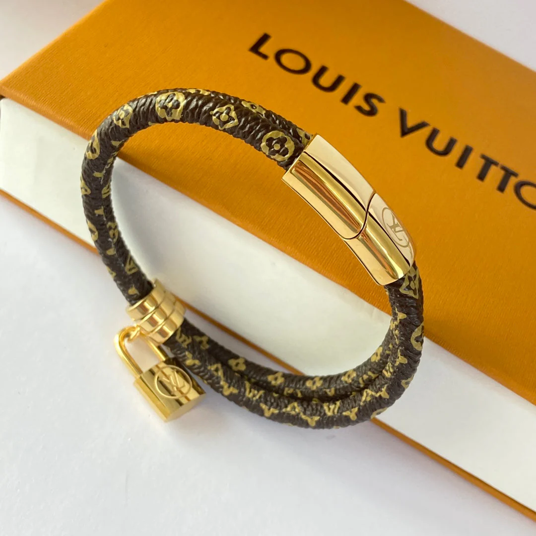 lock pendant double layer leather bracelet lock pendant double layer leather bracelet