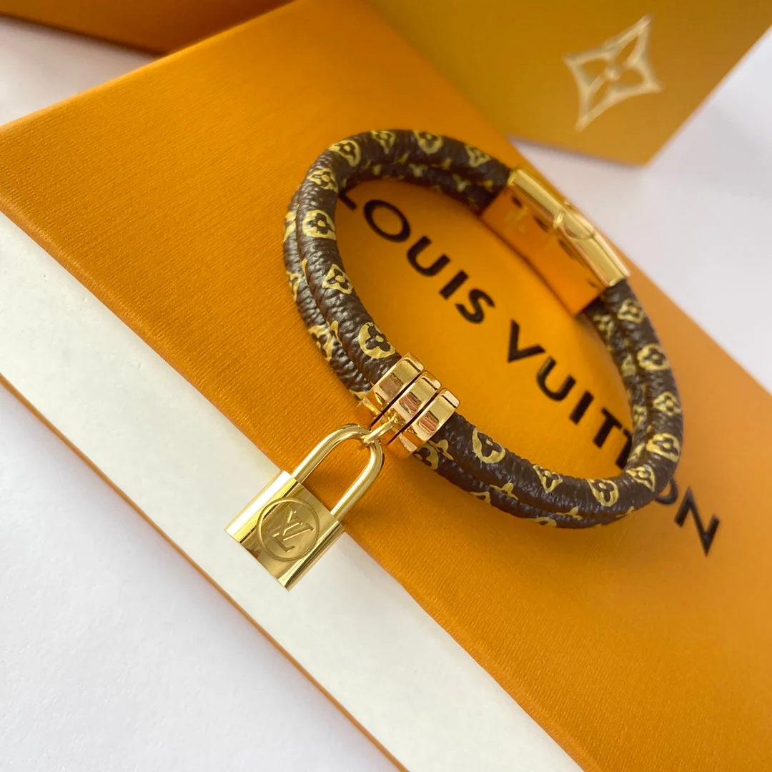 lock pendant double layer leather bracelet lock pendant double layer leather bracelet