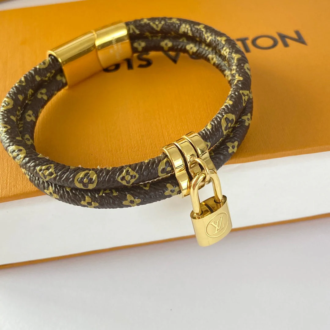 lock pendant double layer leather bracelet lock pendant double layer leather bracelet