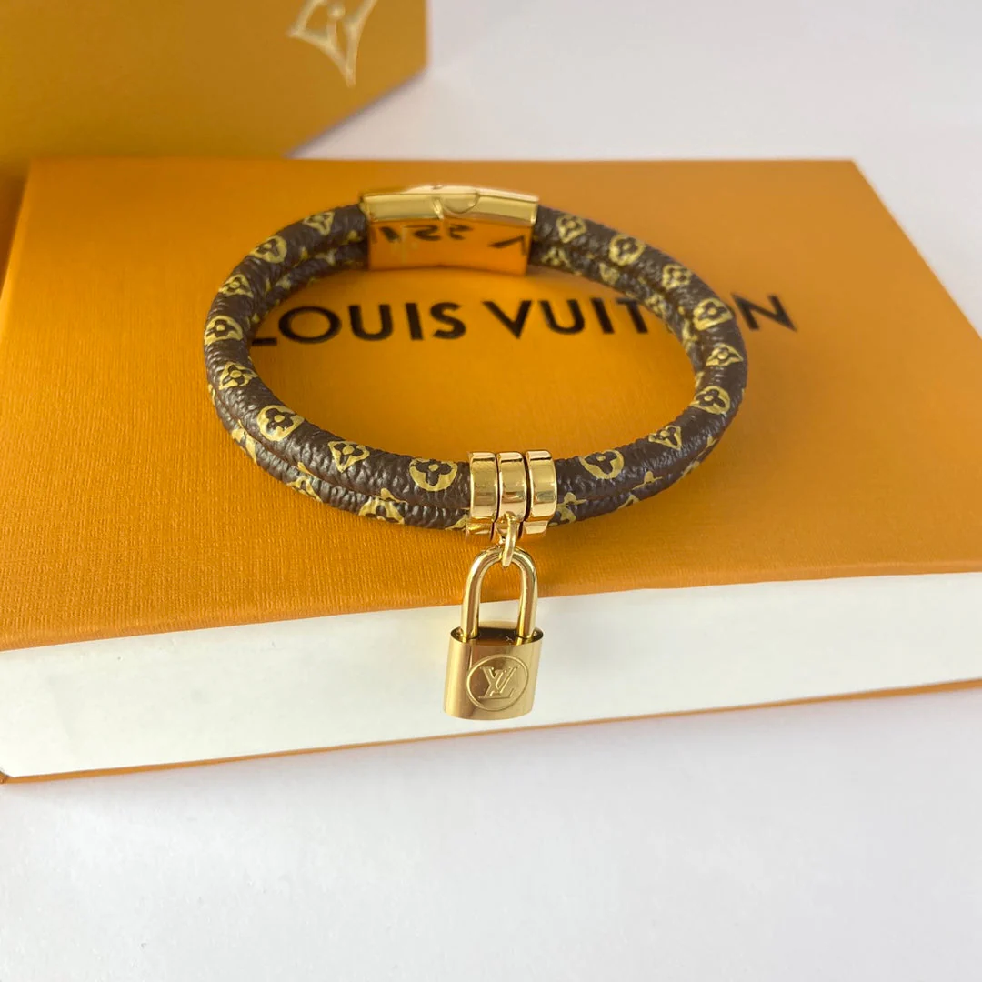 lock pendant double layer leather bracelet lock pendant double layer leather bracelet